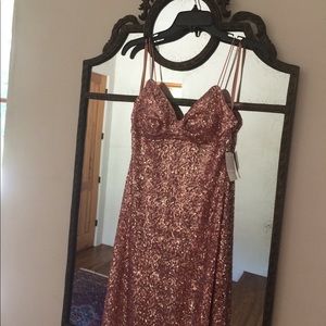 rose gold sequin ball gown party dress